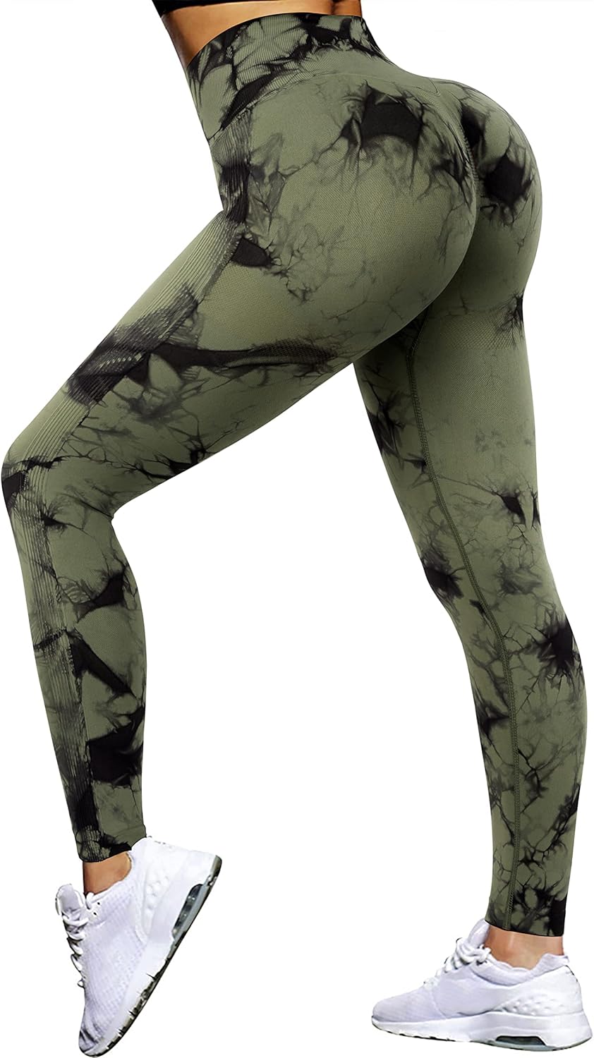 OMKAGI Scrunch Butt Workout Leggings for Women High Waisted Tummy Control Yoga Gym Pants