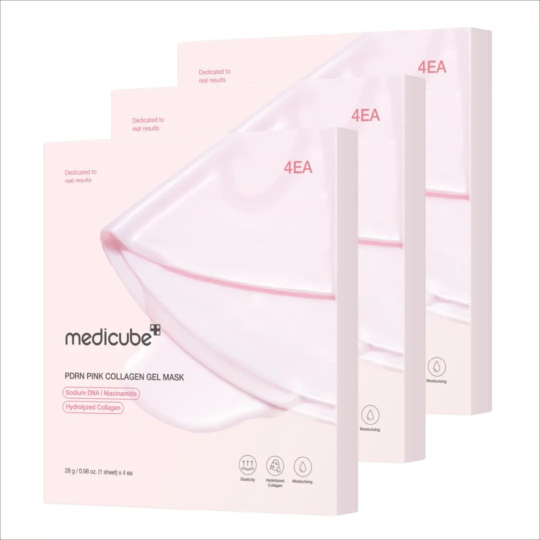 PDRN Pink Collagen Gel Mask 4 Sheets Salmon DNA Color Changing Pink Glow Collagen Facial Mask Korean Skincare