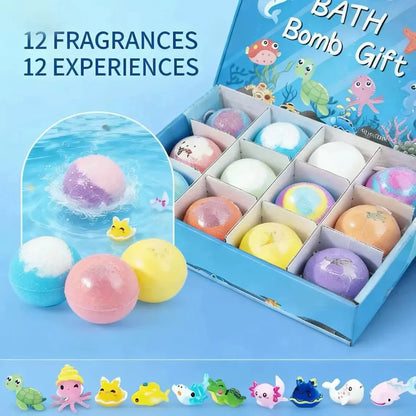 Kids Surprise Bath Bombs Set – 12 Pack with Toys Inside | Fun & Skin-Friendly