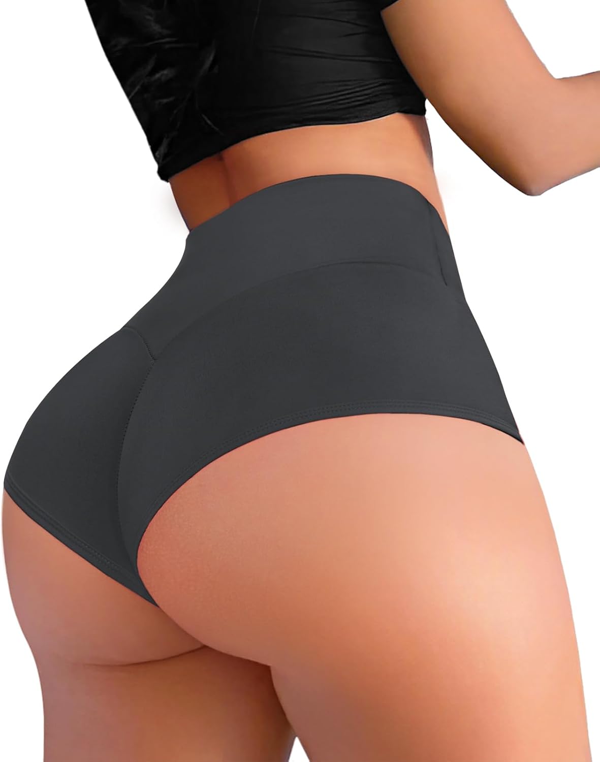 Women's High Waisted Workout Shorts - Butt Lifting Scrunch Booty Shorts with Cut Out Design for Yoga, Gym & Running