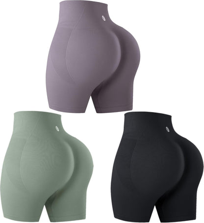 Evercute Women's Butt Lifting Shorts Pack Workout Sets Booty Shorts High Waist Gym Shorts Seamless Exercise Fitness Yoga