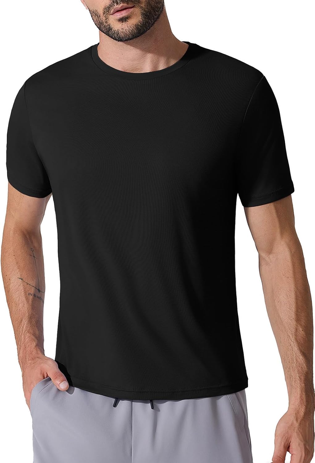 BRXL Workout Shirts for Men Lightweight Moisture Wicking Crewneck Running Athletic T-Shirts Short Sleeve Gym Tops