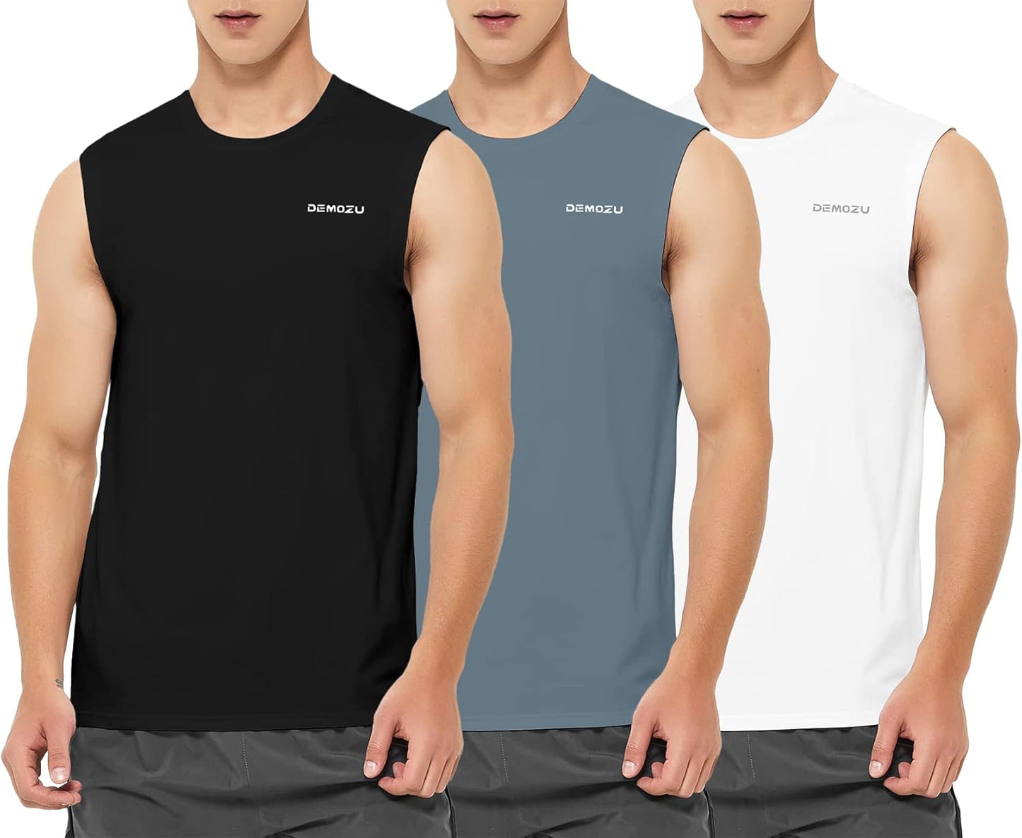 DEMOZU Men’s Quick Dry Sleeveless Workout Swim Shirt Moisture Wicking Athletic Tank Top Big & Tall