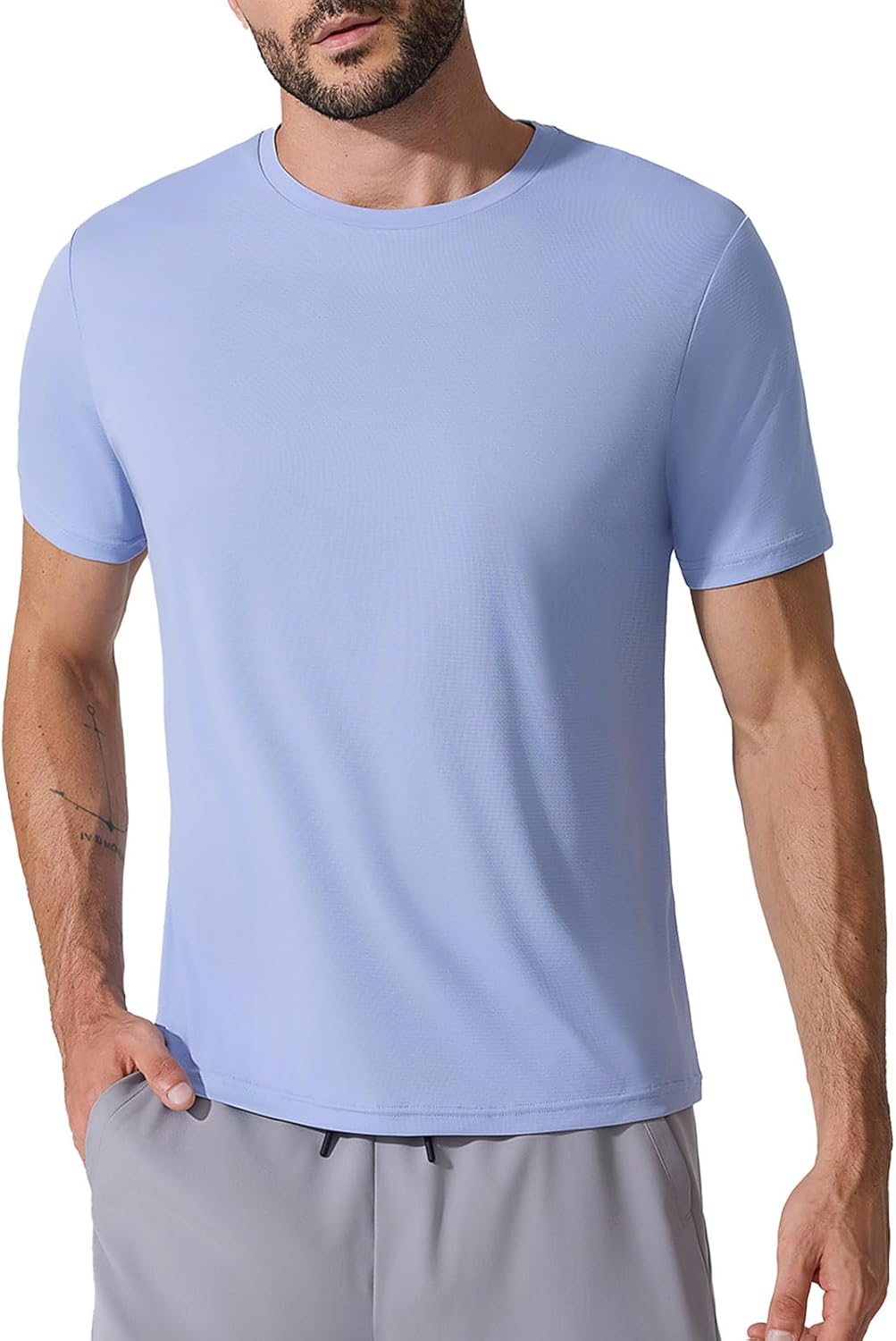 BRXL Workout Shirts for Men Lightweight Moisture Wicking Crewneck Running Athletic T-Shirts Short Sleeve Gym Tops