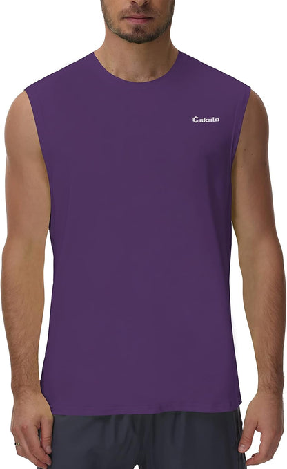 Cakulo Men's Workout Swim Sleeveless Shirts Quick Dry Beach Pool Tech Running Athletic Exercise Muscle Tank Top Big and Tall