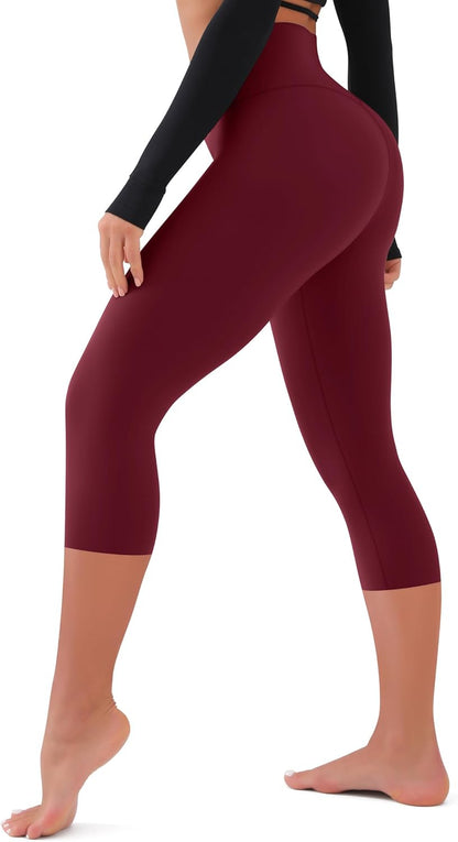 High Waisted Leggings for Women Buttery Soft Tummy Control Capri Yoga Pants for Workout Athletic Plus Size