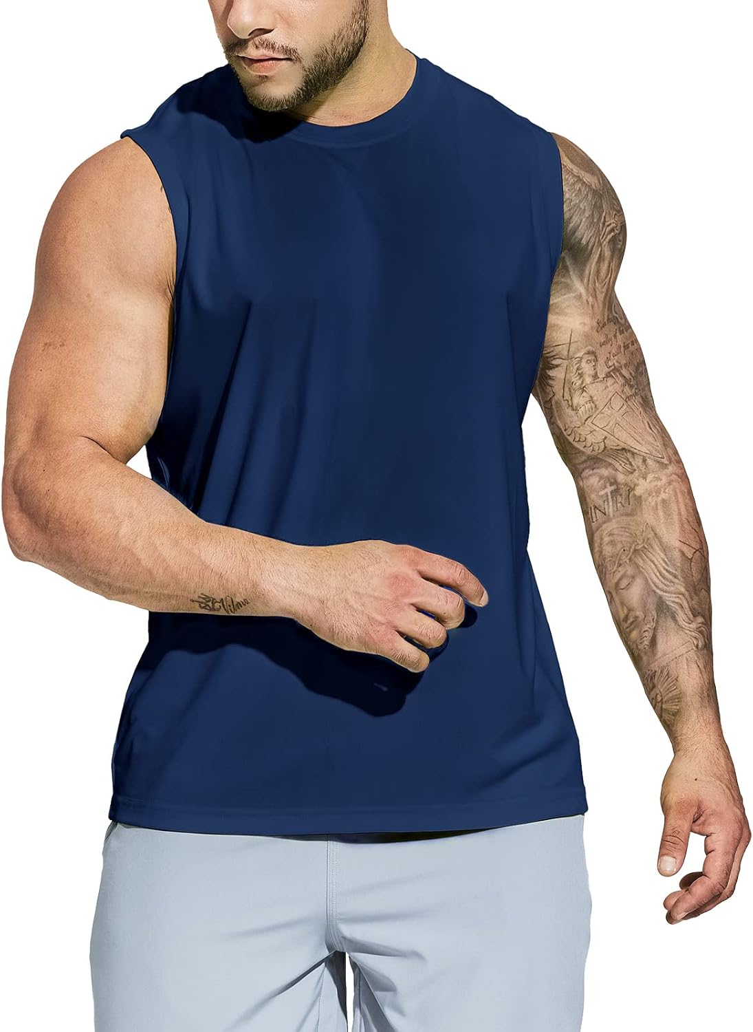 MIER Men's Workout Tank Tops UPF 50+ Swim Shirts Quick Dry Running Sleeveless UV Protection Muscle Tees