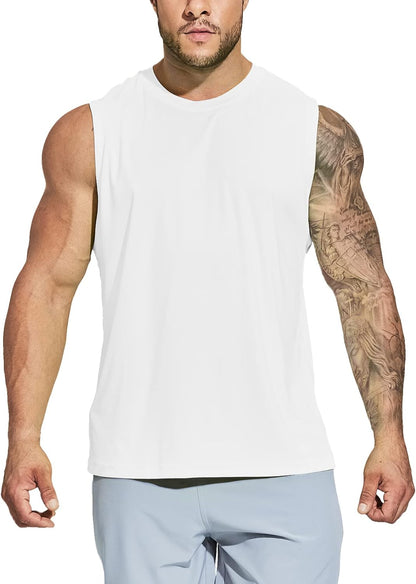 MIER Men's Workout Tank Tops UPF 50+ Swim Shirts Quick Dry Running Sleeveless UV Protection Muscle Tees