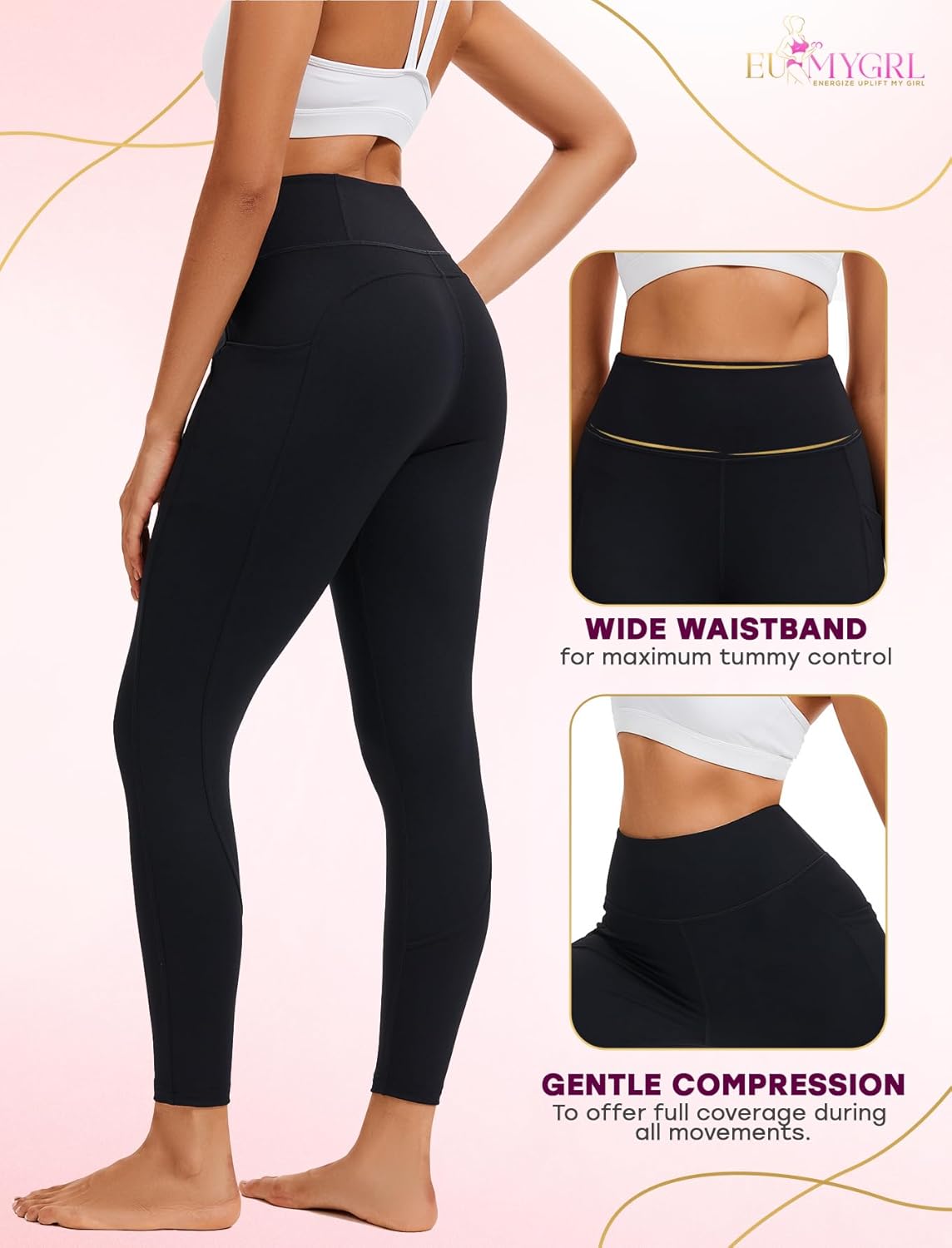 High Waisted Butt Lifting Leggings for Women–Tummy Control Seamless Workout Tights, Activewear Yoga Pants