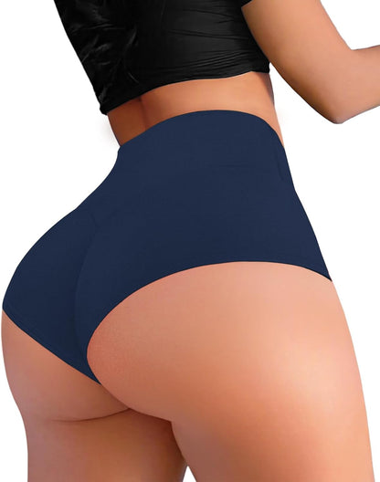 Women's High Waisted Workout Shorts - Butt Lifting Scrunch Booty Shorts with Cut Out Design for Yoga, Gym & Running