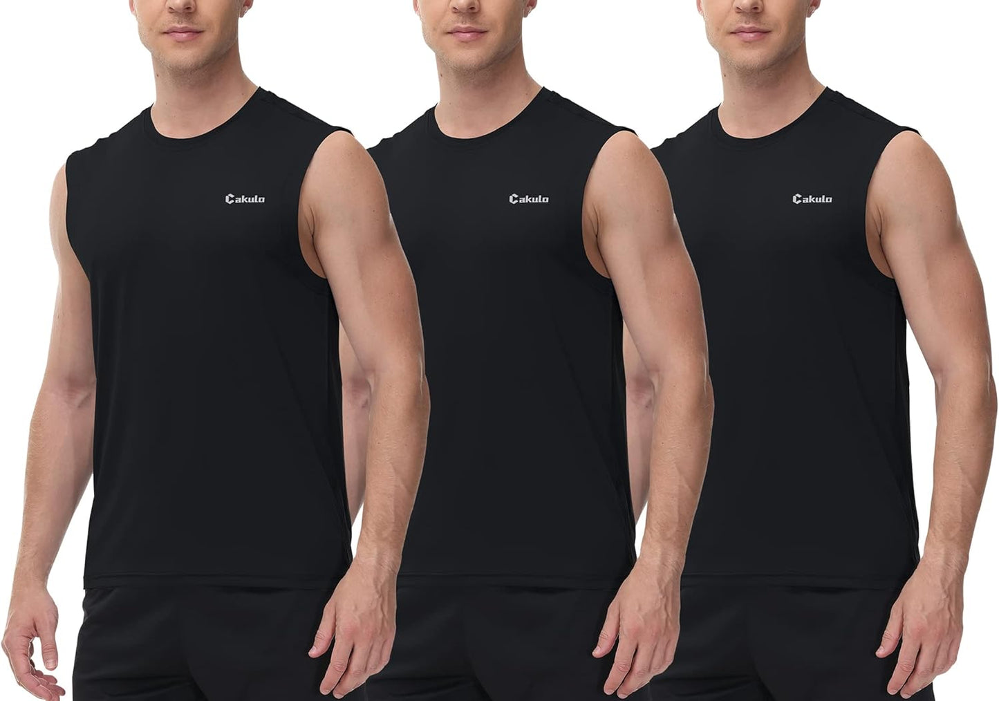 Cakulo Men's Workout Swim Sleeveless Shirts Quick Dry Beach Pool Tech Running Athletic Exercise Muscle Tank Top Big and Tall