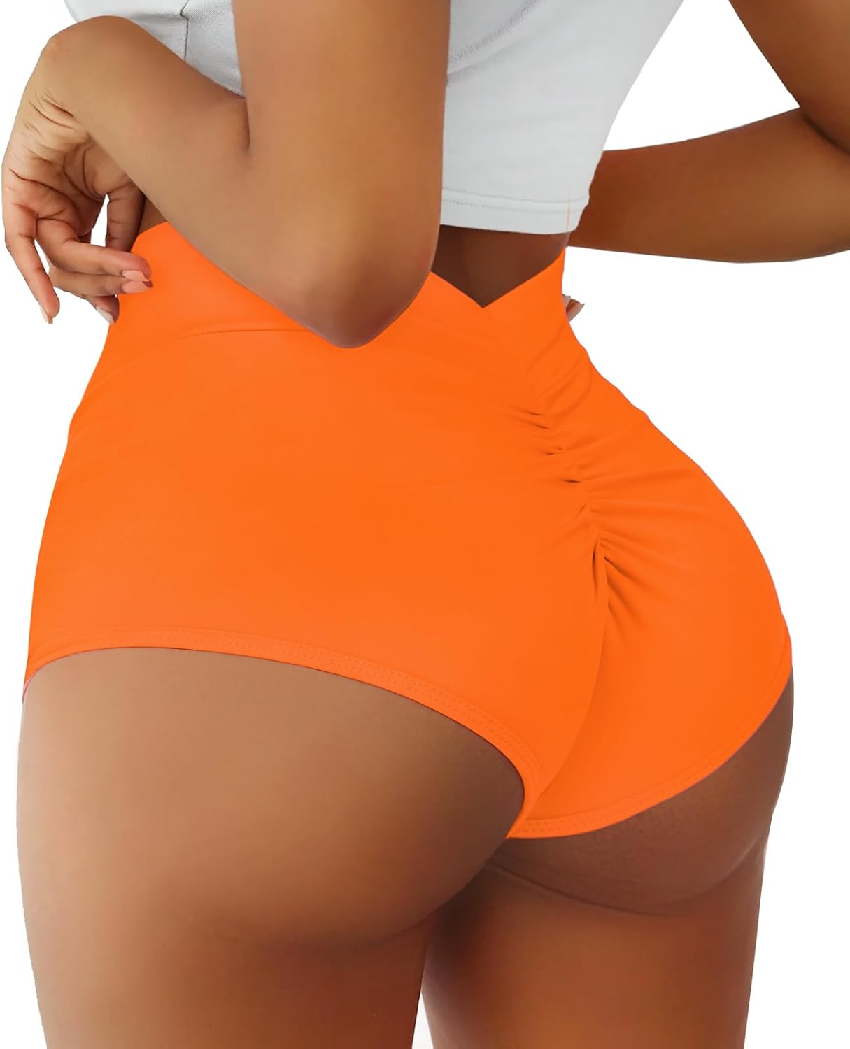 Women's Booty Shorts-High Waist V Back Yoga Shorts- Spandex Dance Hot Pants Butt Lifting Rave Bottoms