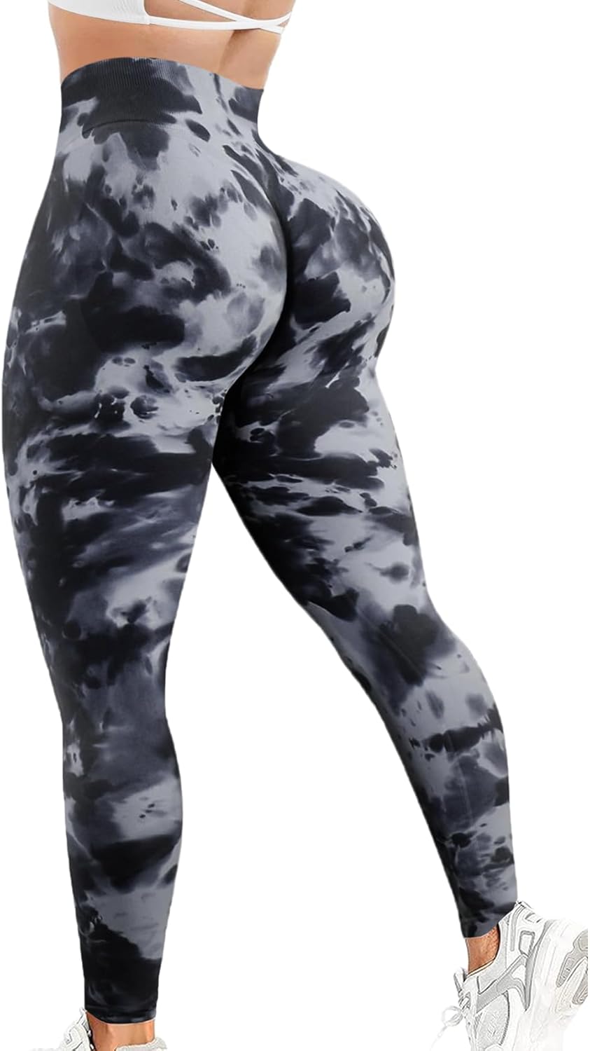 JGS1996 Tie Dye Scrunch Butt Lifting Leggings for Women Booty Sculpting Workout Tight High Waist Tummy Control Yoga Gym Pants
