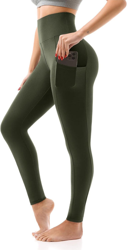 SINOPHANT High Waisted Leggings with Pockets Women, Full Length Capri Buttery Soft Stretchy Yoga Pants