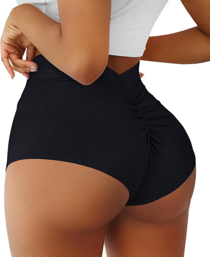 Women's Booty Shorts-High Waist V Back Yoga Shorts- Spandex Dance Hot Pants Butt Lifting Rave Bottoms
