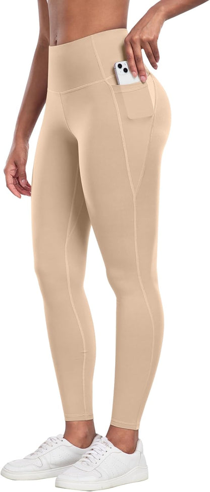 CHRLEISURE Leggings with Pockets for Women - Tummy Control High Waisted Soft Workout Yoga Pants