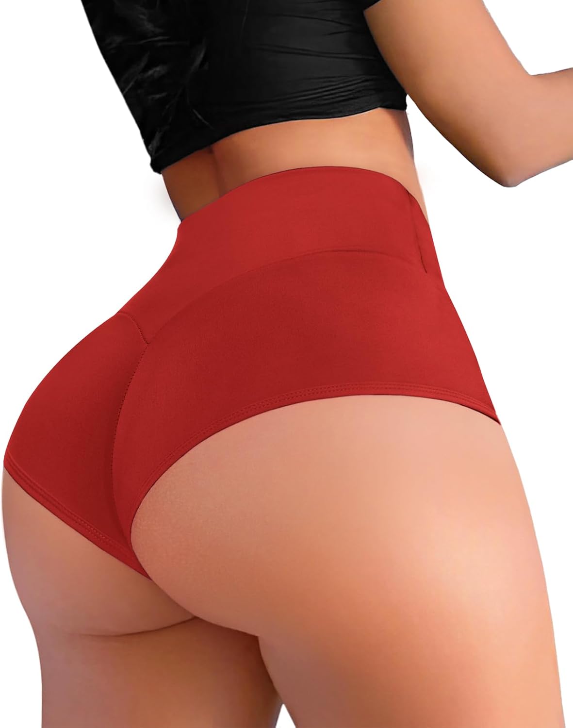 Women's High Waisted Workout Shorts - Butt Lifting Scrunch Booty Shorts with Cut Out Design for Yoga, Gym & Running