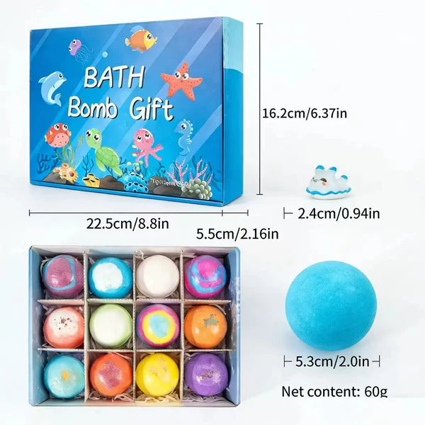 Kids Surprise Bath Bombs Set – 12 Pack with Toys Inside | Fun & Skin-Friendly