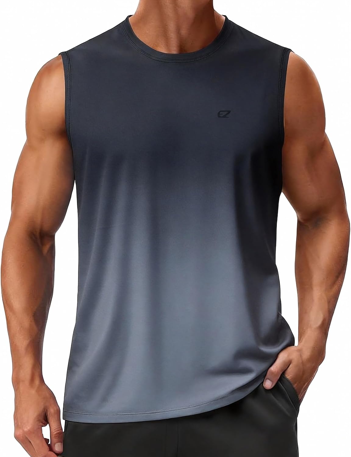 EZRUN Men's Sleeveless Shirt Quick Dry UPF 50+ Swim Beach Shirts Gym Workout Muscle Athletic Summer Tank Top Big and Tall