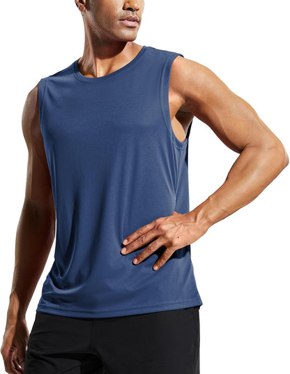 MIER Men's Workout Tank Tops UPF 50+ Swim Shirts Quick Dry Running Sleeveless UV Protection Muscle Tees