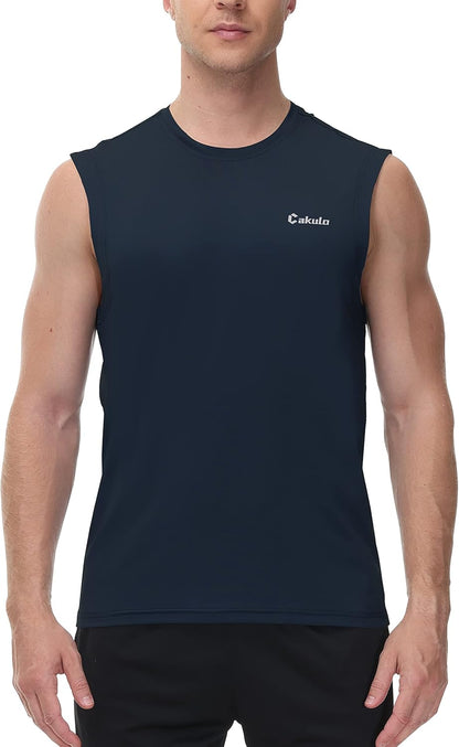 Cakulo Men's Workout Swim Sleeveless Shirts Quick Dry Beach Pool Tech Running Athletic Exercise Muscle Tank Top Big and Tall