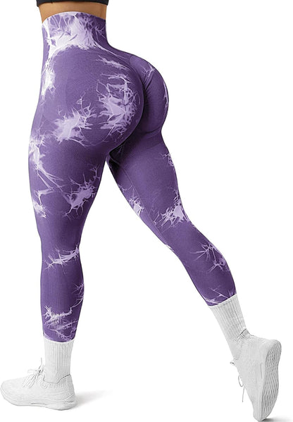 JGS1996 Tie Dye Scrunch Butt Lifting Leggings for Women Booty Sculpting Workout Tight High Waist Tummy Control Yoga Gym Pants