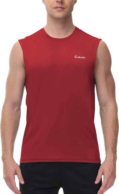 Cakulo Men's Workout Swim Sleeveless Shirts Quick Dry Beach Pool Tech Running Athletic Exercise Muscle Tank Top Big and Tall
