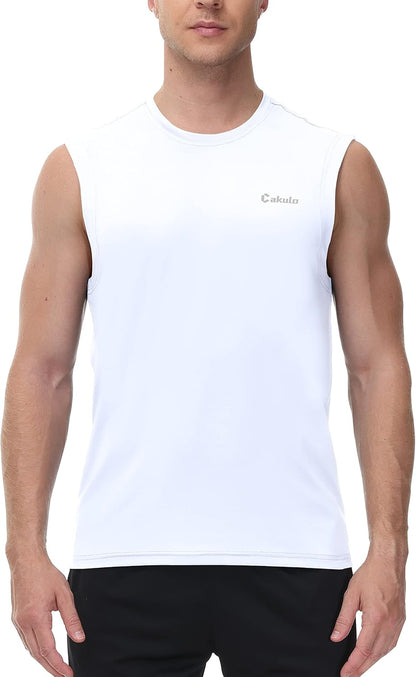 Cakulo Men's Workout Swim Sleeveless Shirts Quick Dry Beach Pool Tech Running Athletic Exercise Muscle Tank Top Big and Tall