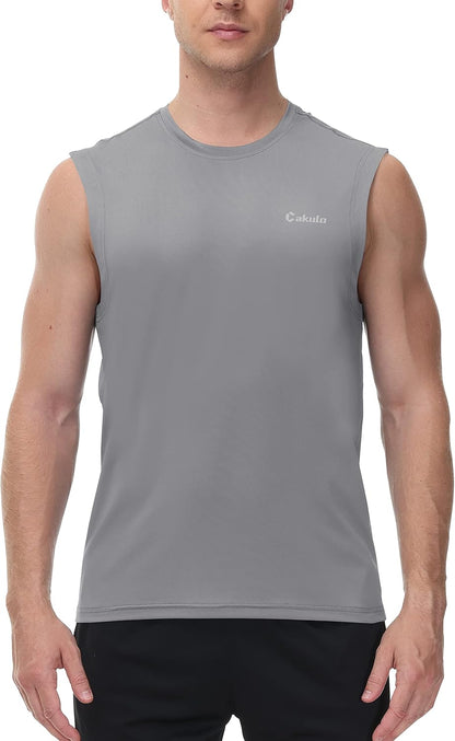 Cakulo Men's Workout Swim Sleeveless Shirts Quick Dry Beach Pool Tech Running Athletic Exercise Muscle Tank Top Big and Tall