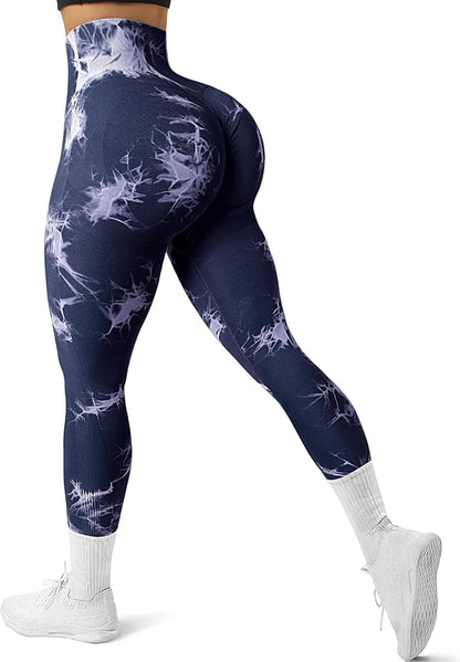 JGS1996 Tie Dye Scrunch Butt Lifting Leggings for Women Booty Sculpting Workout Tight High Waist Tummy Control Yoga Gym Pants