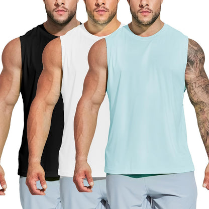 MIER Men's Workout Tank Tops UPF 50+ Swim Shirts Quick Dry Running Sleeveless UV Protection Muscle Tees