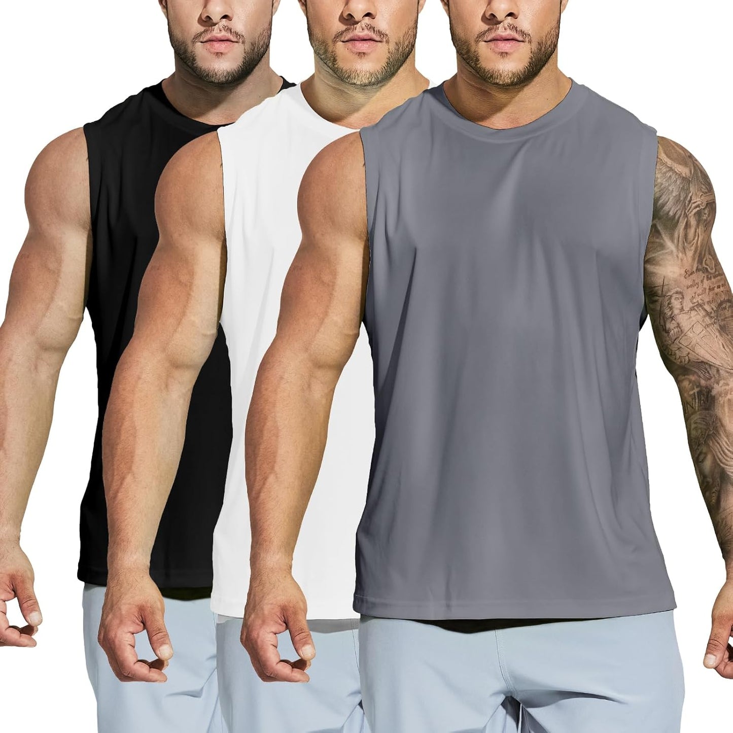MIER Men's Workout Tank Tops UPF 50+ Swim Shirts Quick Dry Running Sleeveless UV Protection Muscle Tees