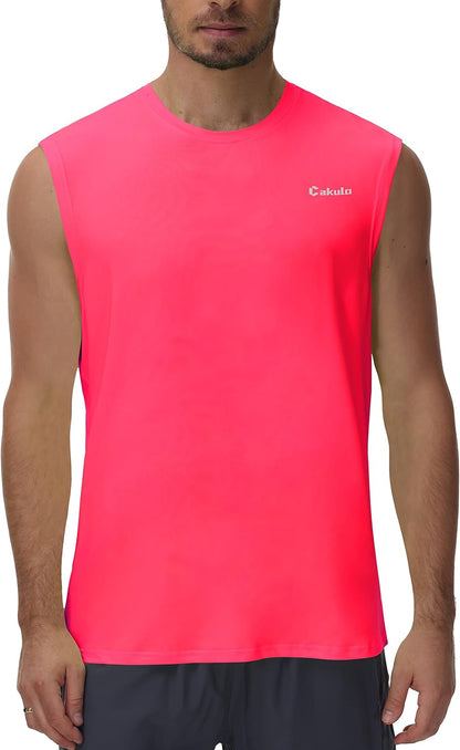 Cakulo Men's Workout Swim Sleeveless Shirts Quick Dry Beach Pool Tech Running Athletic Exercise Muscle Tank Top Big and Tall