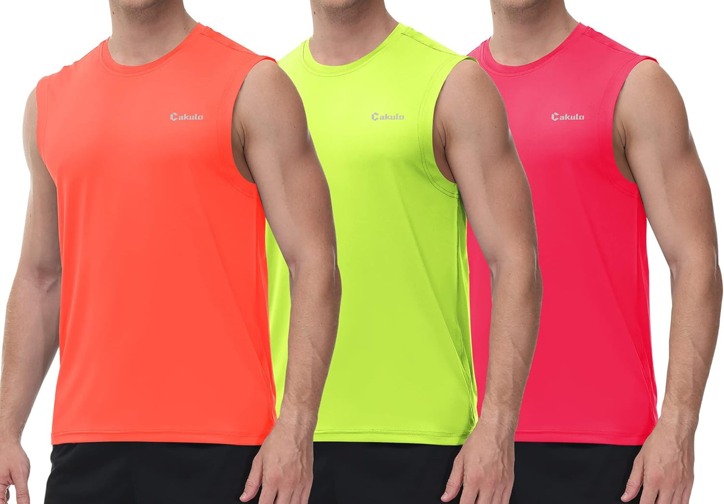 Cakulo Men's Workout Swim Sleeveless Shirts Quick Dry Beach Pool Tech Running Athletic Exercise Muscle Tank Top Big and Tall