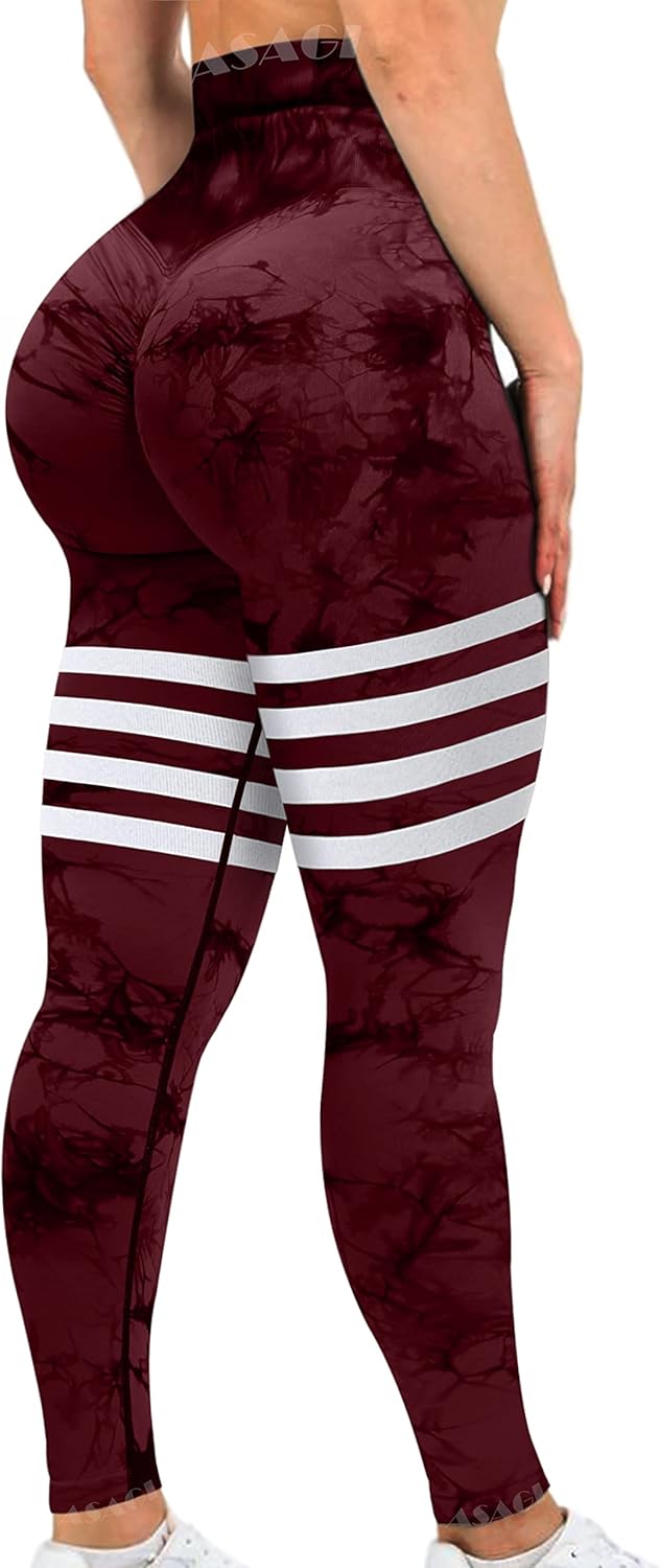 ASAGI Scrunch Butt Lifting Workout Leggings for Women High Waist Yoga Pants Amplify Gym Seamless Booty Tights