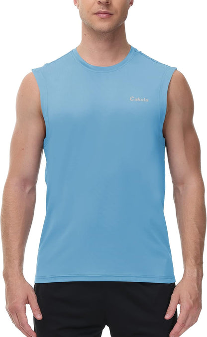 Cakulo Men's Workout Swim Sleeveless Shirts Quick Dry Beach Pool Tech Running Athletic Exercise Muscle Tank Top Big and Tall