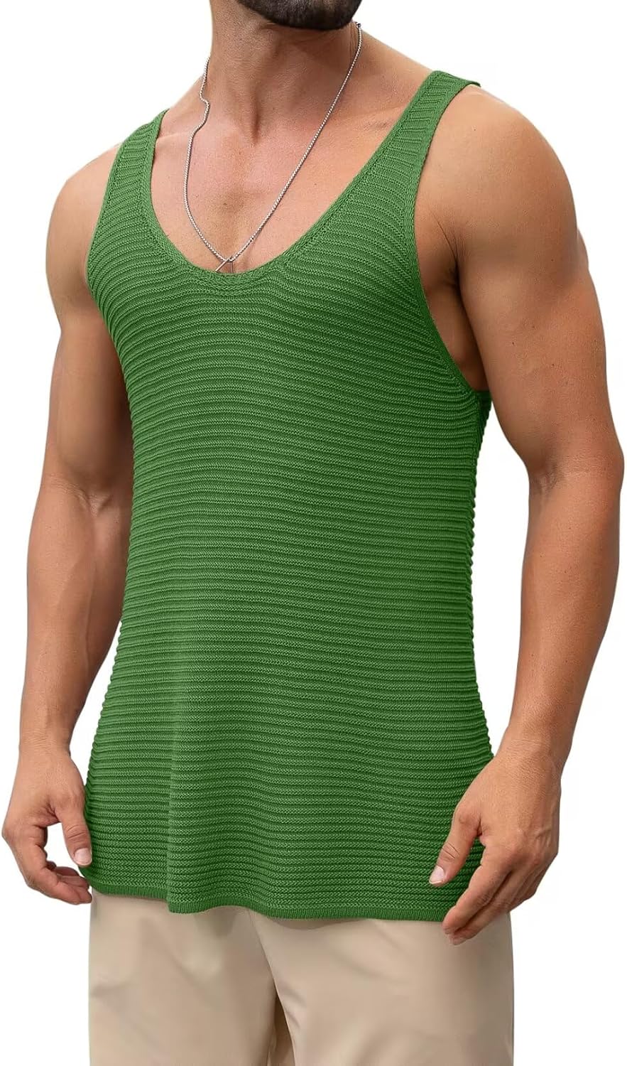 Lanliun See Through Sleeveless Tank Tops for Men Casual Unique Workout Outdoor T Shirts Gym Muscle Shirts