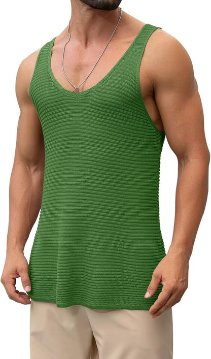 Lanliun See Through Sleeveless Tank Tops for Men Casual Unique Workout Outdoor T Shirts Gym Muscle Shirts