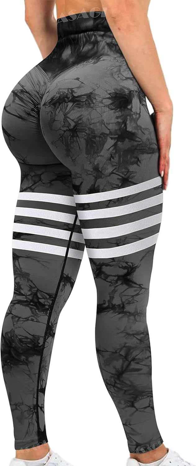 ASAGI Scrunch Butt Lifting Workout Leggings for Women High Waist Yoga Pants Amplify Gym Seamless Booty Tights