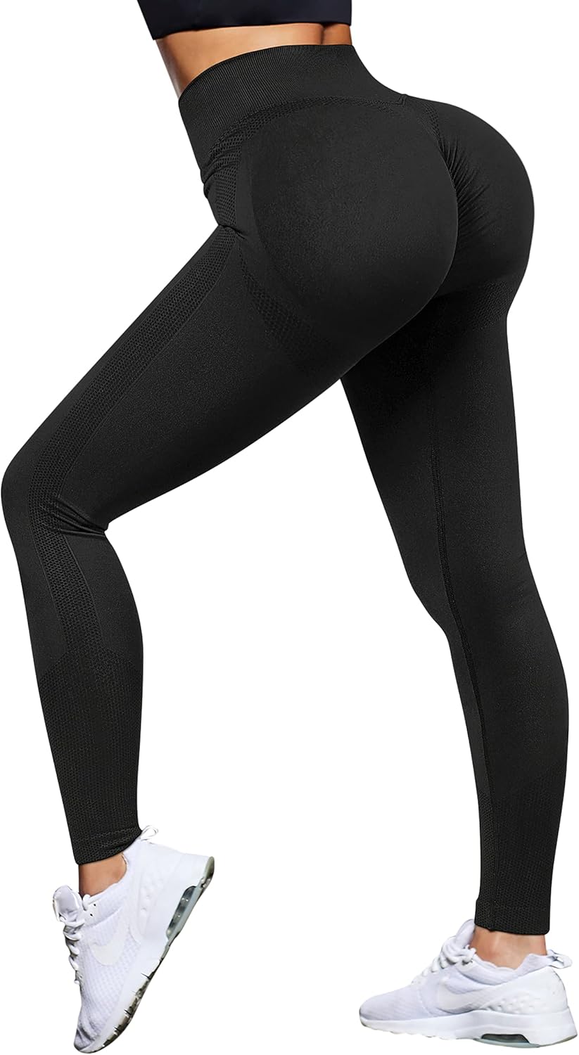 OMKAGI Scrunch Butt Workout Leggings for Women High Waisted Tummy Control Yoga Gym Pants