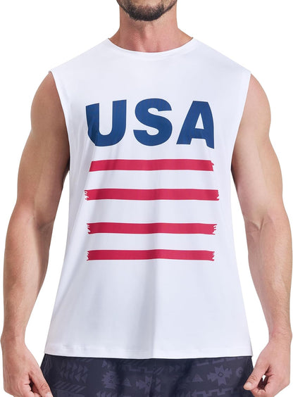 EZRUN Men's Sleeveless Shirt Quick Dry UPF 50+ Swim Beach Shirts Gym Workout Muscle Athletic Summer Tank Top Big and Tall