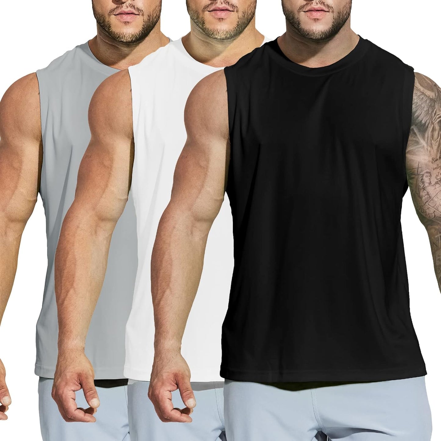 MIER Men's Workout Tank Tops UPF 50+ Swim Shirts Quick Dry Running Sleeveless UV Protection Muscle Tees
