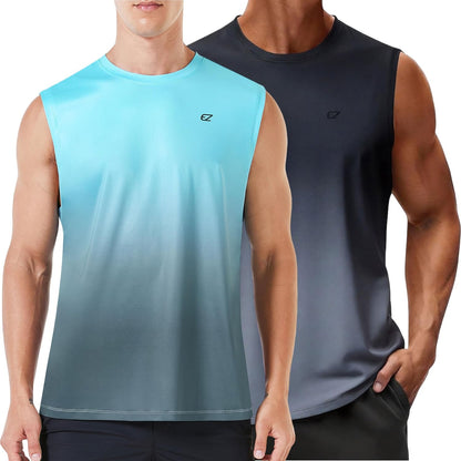 EZRUN Men's Sleeveless Shirt Quick Dry UPF 50+ Swim Beach Shirts Gym Workout Muscle Athletic Summer Tank Top Big and Tall