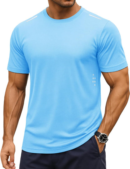 MAGCOMSEN Men's Short Sleeve Workout Shirts Dry Fit Lightweight Athletic T-Shirts Running Gym Summer Sun Shirt