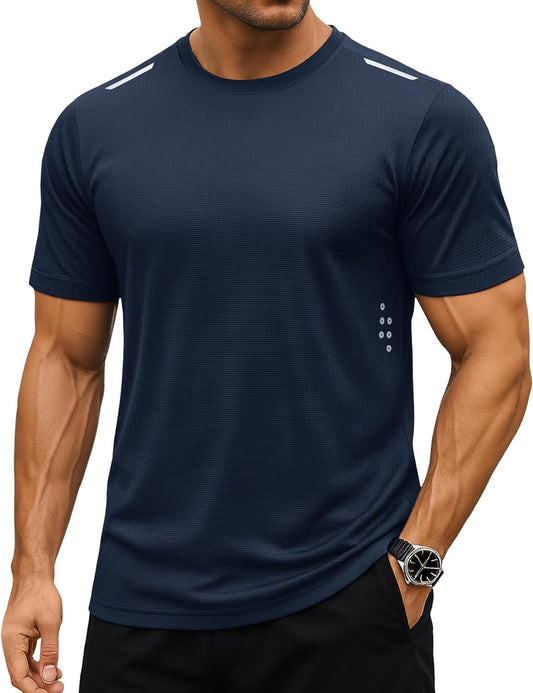MAGCOMSEN Men's Short Sleeve Workout Shirts Dry Fit Lightweight Athletic T-Shirts Running Gym Summer Sun Shirt