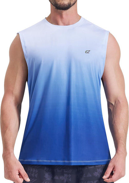EZRUN Men's Sleeveless Shirt Quick Dry UPF 50+ Swim Beach Shirts Gym Workout Muscle Athletic Summer Tank Top Big and Tall