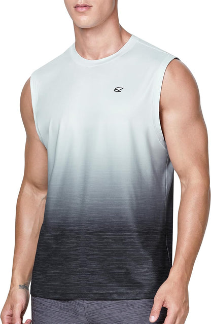EZRUN Men's Sleeveless Shirt Quick Dry UPF 50+ Swim Beach Shirts Gym Workout Muscle Athletic Summer Tank Top Big and Tall
