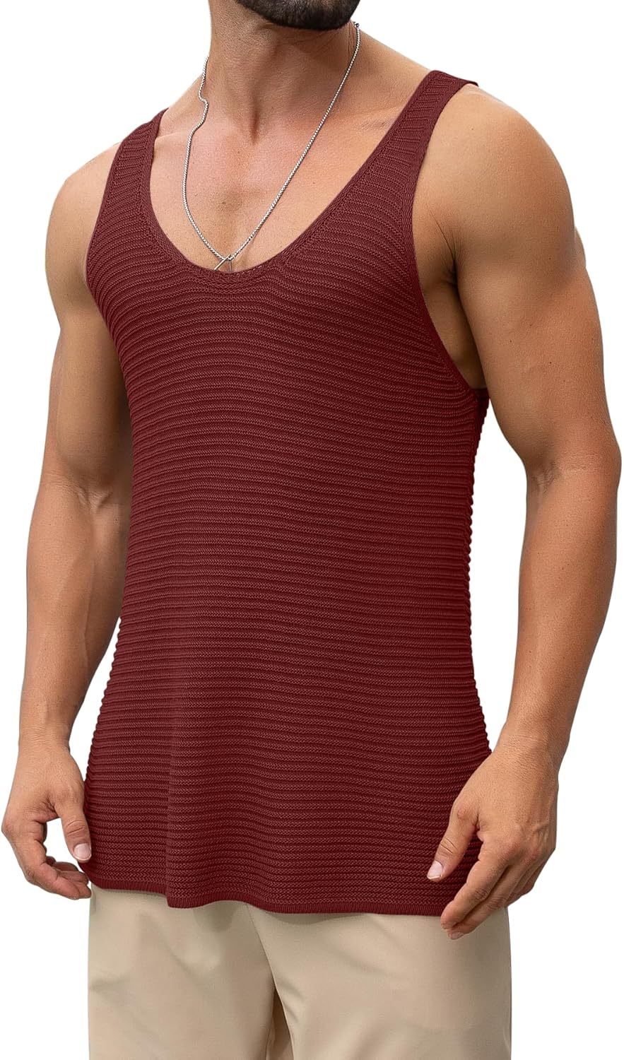 Lanliun See Through Sleeveless Tank Tops for Men Casual Unique Workout Outdoor T Shirts Gym Muscle Shirts