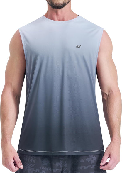 EZRUN Men's Sleeveless Shirt Quick Dry UPF 50+ Swim Beach Shirts Gym Workout Muscle Athletic Summer Tank Top Big and Tall