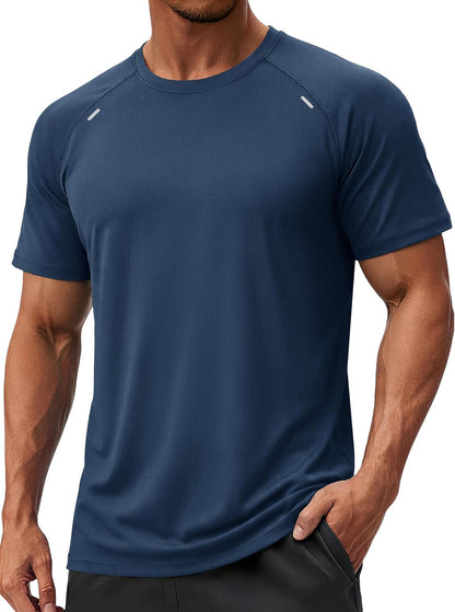 TACVASEN Men's Workout Shirts Athletic Dry Fit Mesh Short Sleeve Shirts Moisture Wicking Running Performance Gym Tee